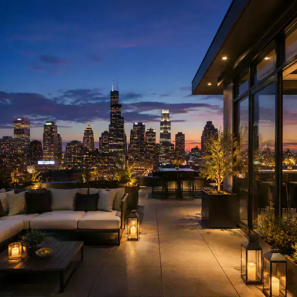 Twilight Rooftop Terrace