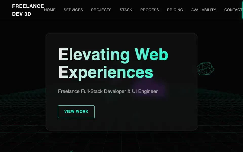 3D Freelance Landing Page for Web Developer with Interactive Demo and Video Tutorial