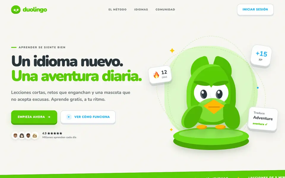 Duolingo 3D Animated Landing Page