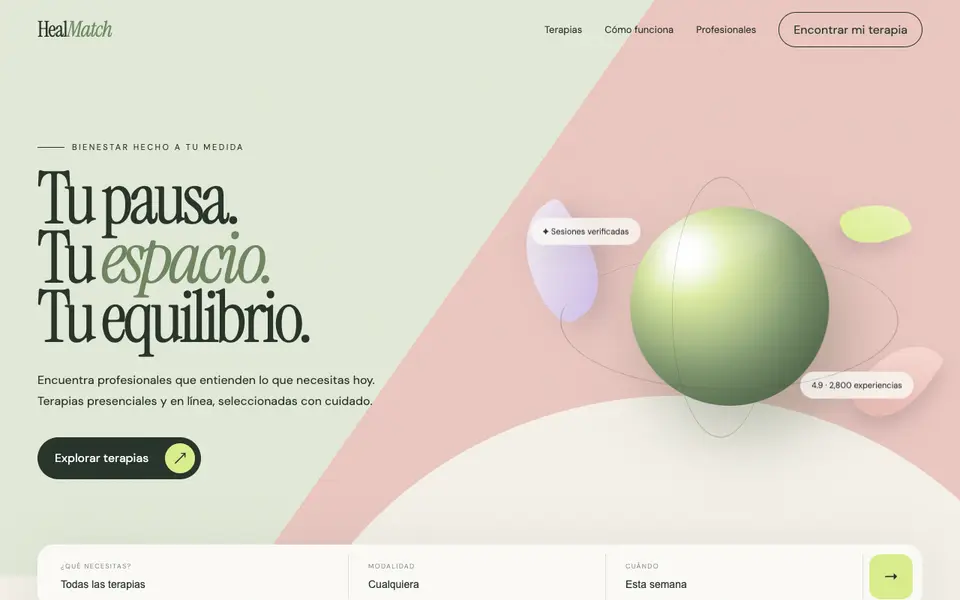 HealMatch — Wellness Therapy Booking