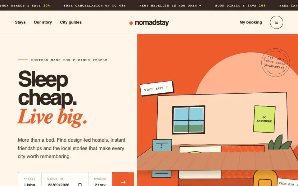 NomadStay — Budget Hostels & Social Travel