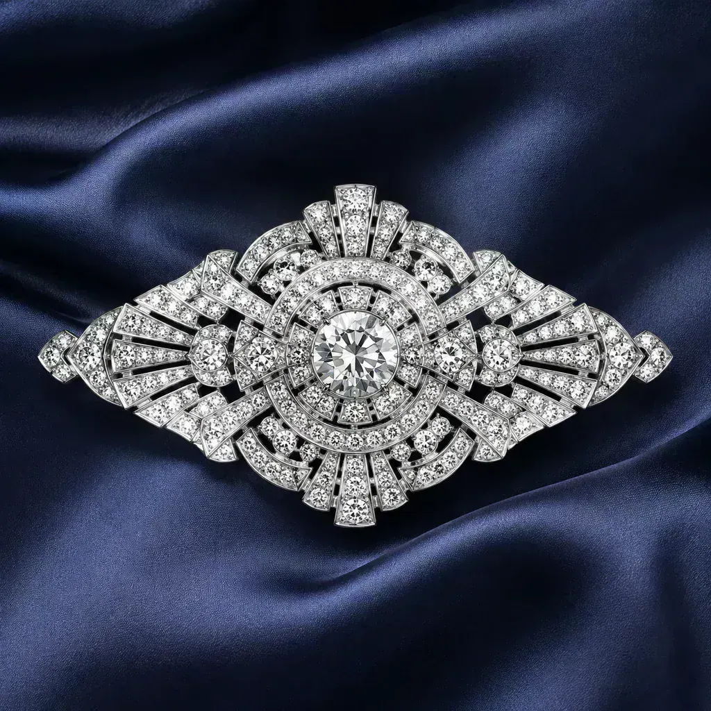 Broche art déco de diamantes
